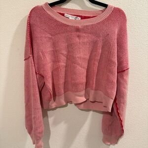 Altar'd State Pink Relaxed Fit Crew Neck Sweater